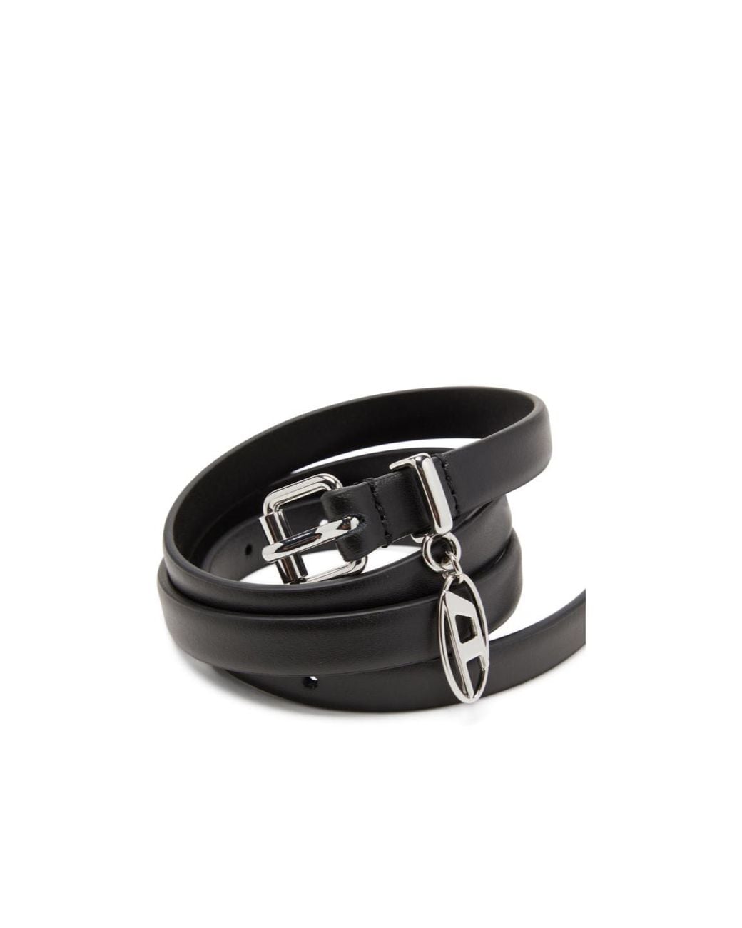 DIESEL White Oval-D Charm Belt