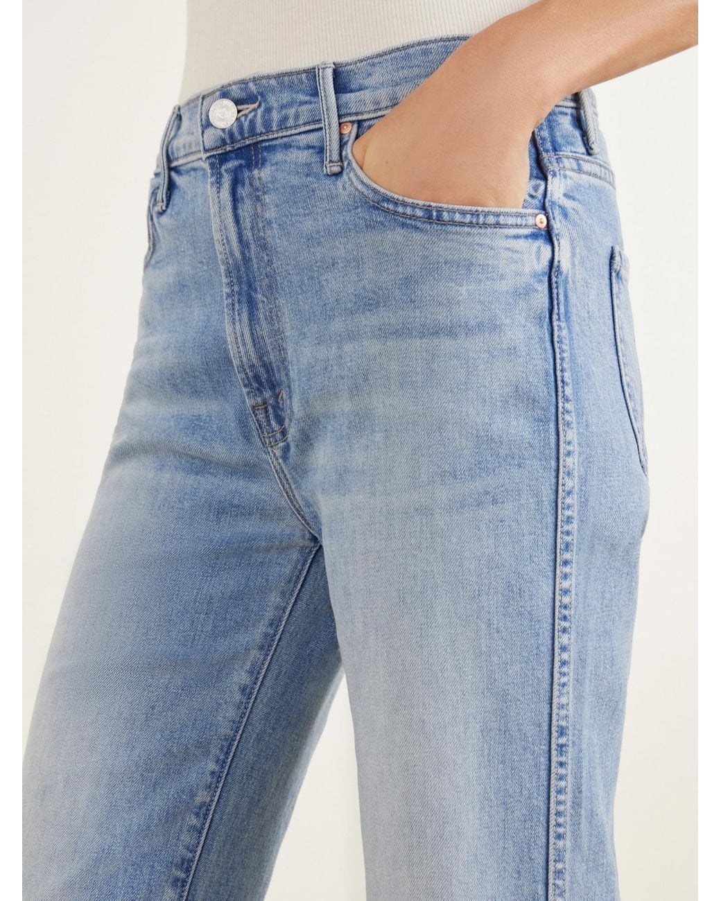 Mother Blue High-Waisted Straight-Leg Jeans