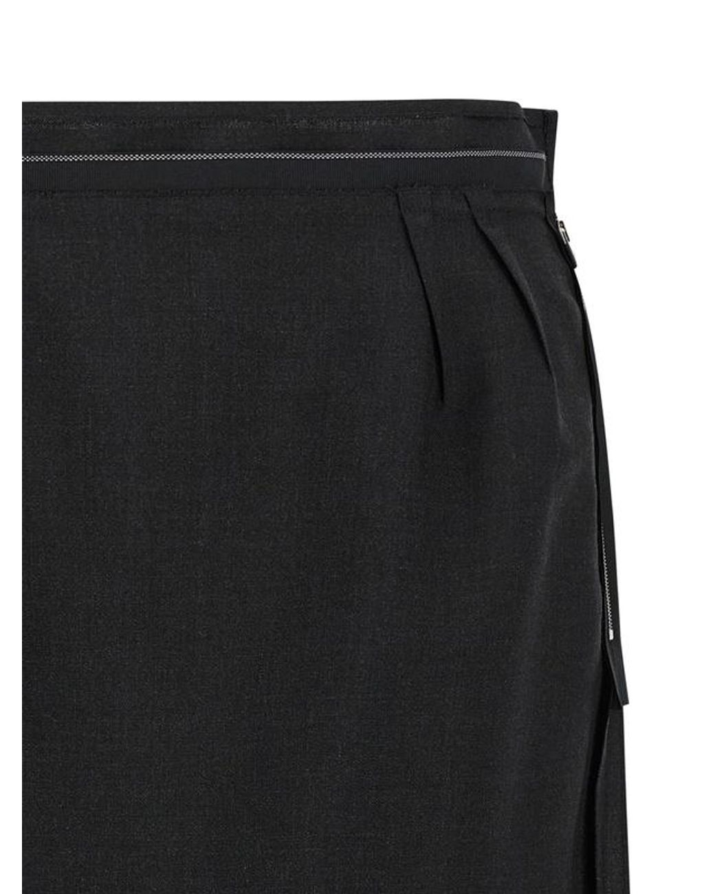 Maison Margiela Black Raw-Edge Midi Skirt