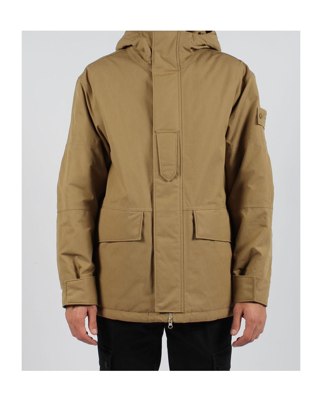 Stone Island Brown Garment-Dyed Cotton Hooded Jacket for men