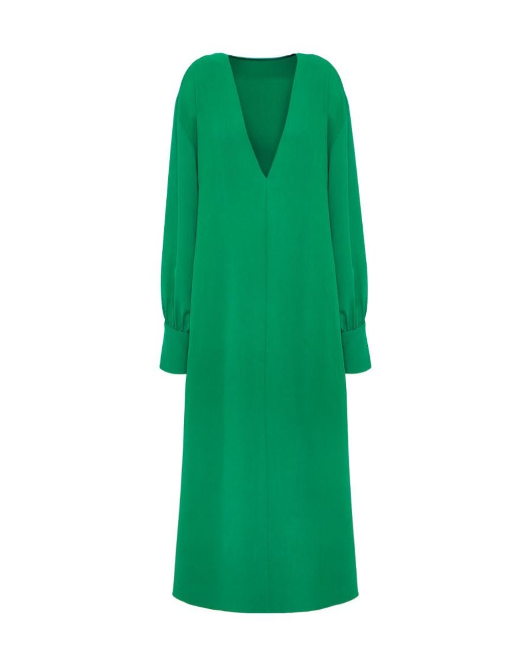 Valentino Green V-Neck Long-Sleeved Dress