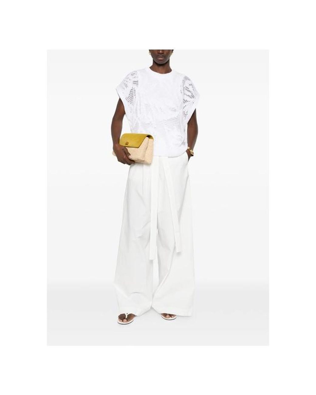 Brunello Cucinelli White Dazzling Water Lillies Knit T-Shirt