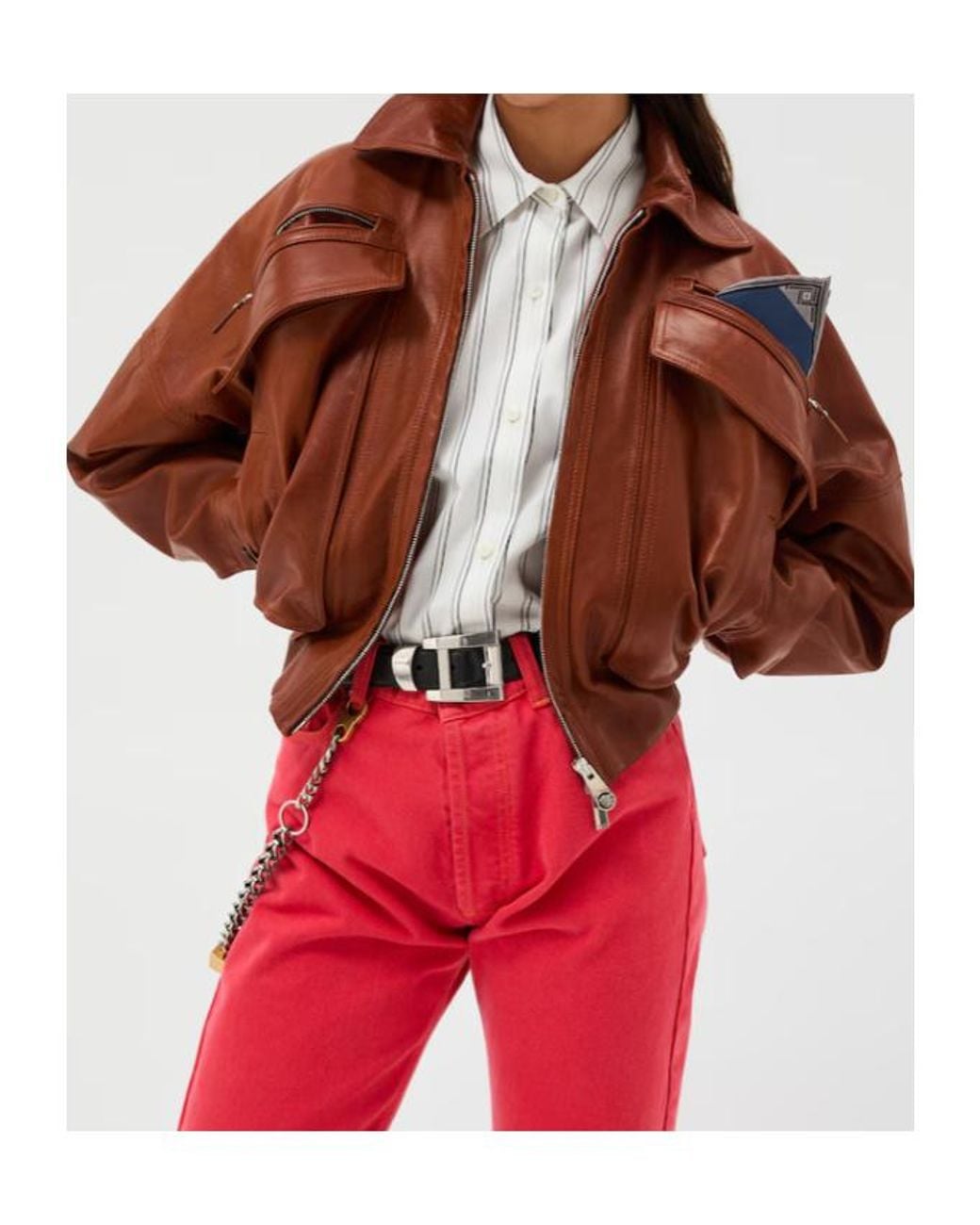 Versace Brown Zipped Leather Blouson
