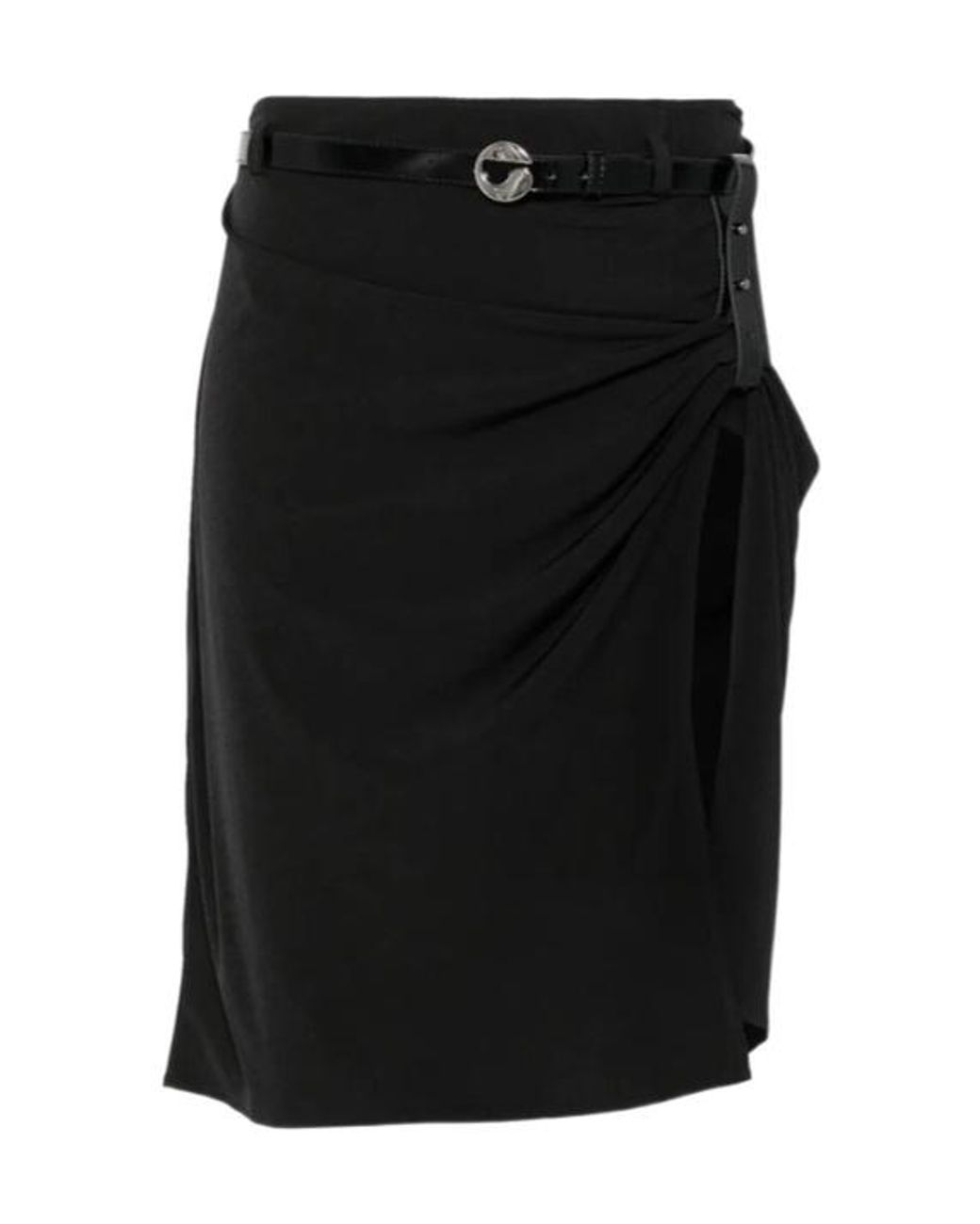 Coperni Black Belted Ruched Midi Skirt
