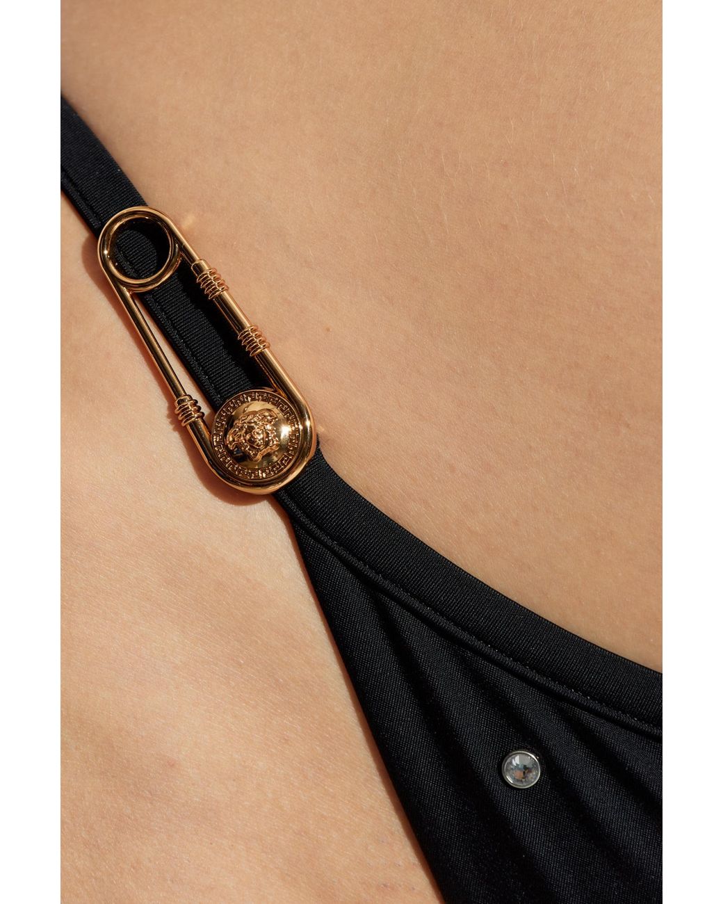 Versace Black Crystal-Embellished Bikini Bottom