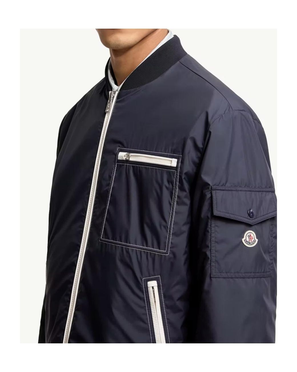Moncler White Reversible Printed Poplin Jacket for men