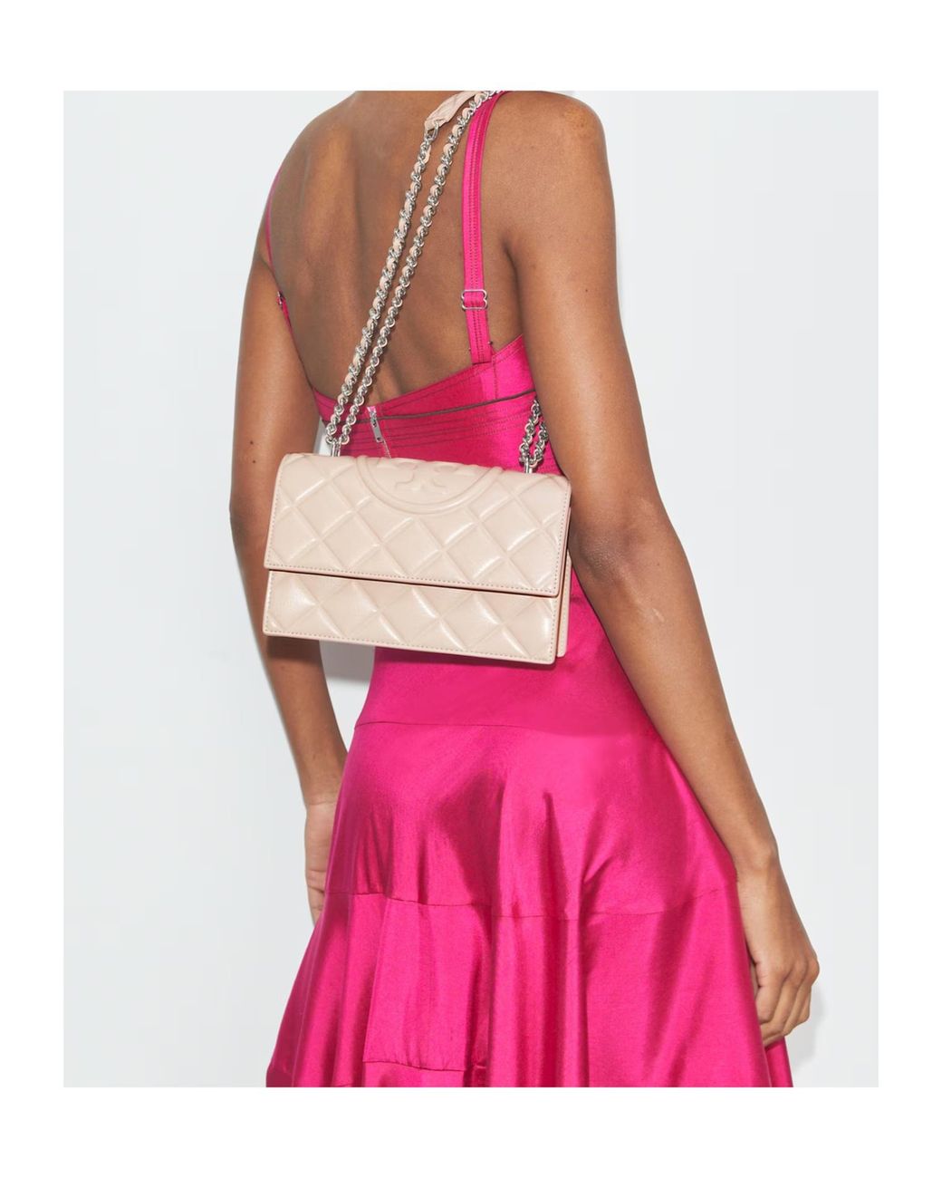 Tory Burch Natural Small Fleming Convertible Shoulder Bag