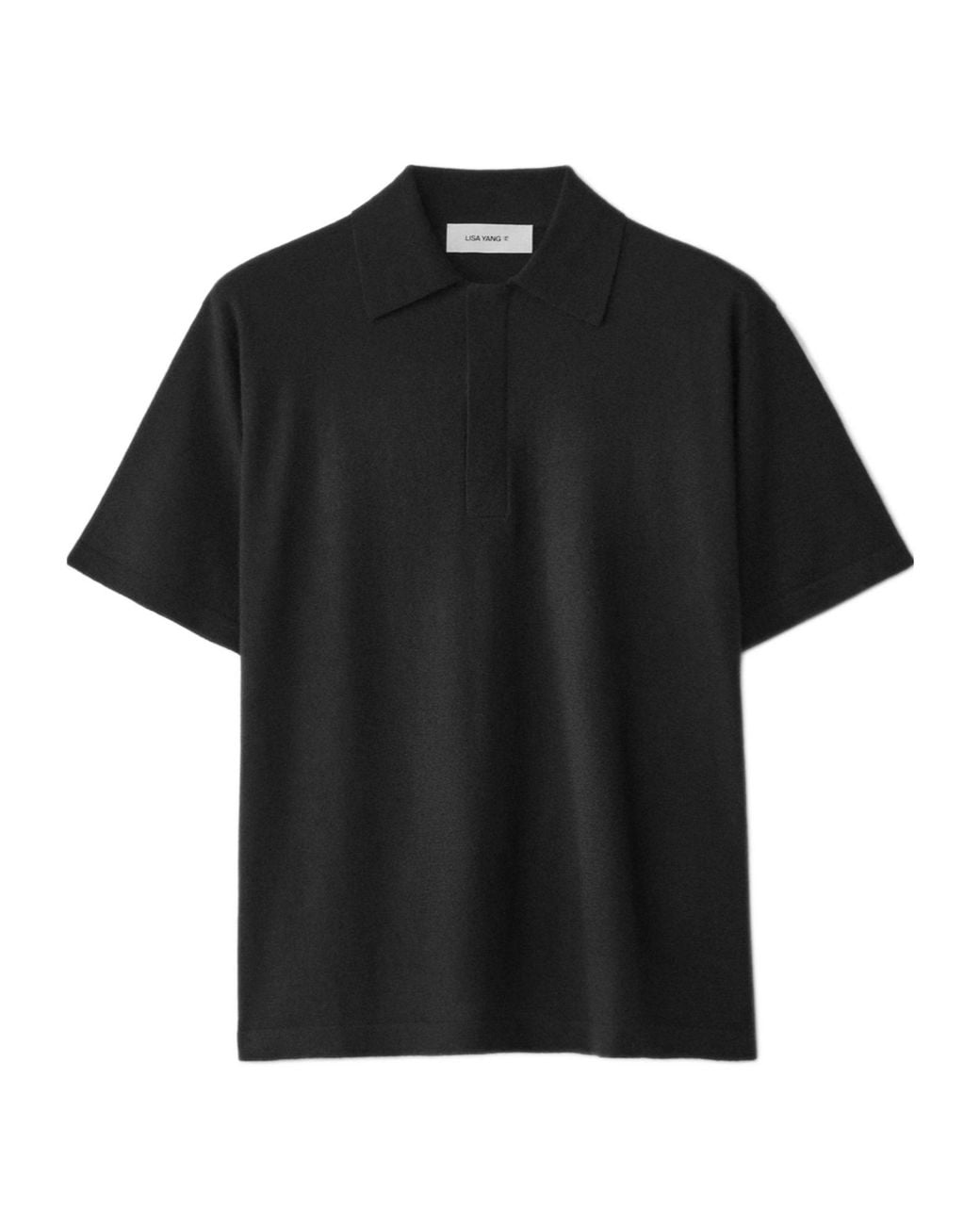 Lisa Yang Black Short-Sleeved Knit Polo Shirt for men