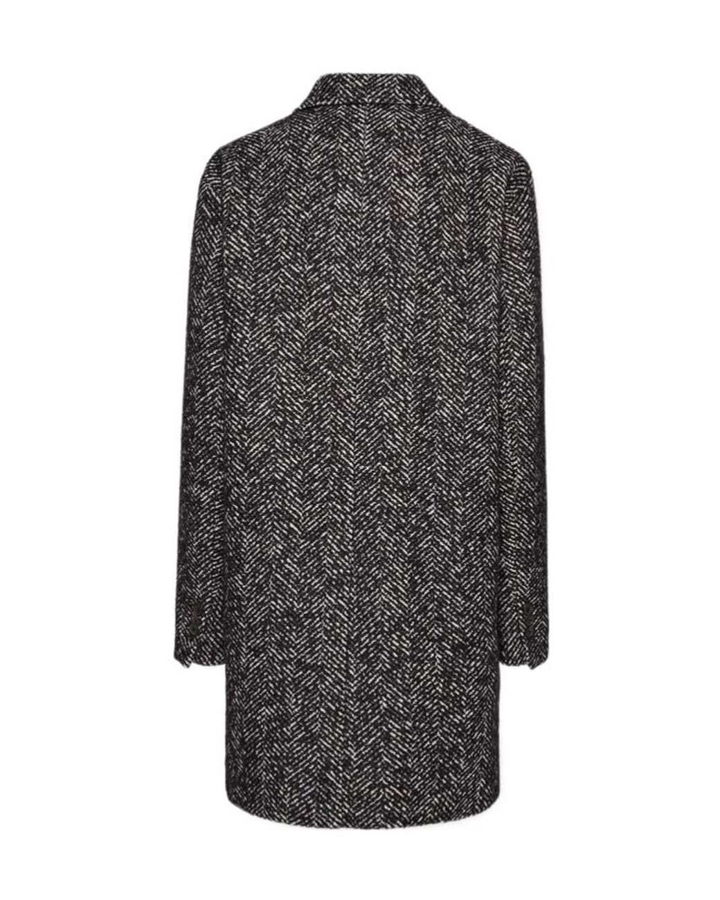 DSquared² Gray Single-Breasted Herringbone Coat