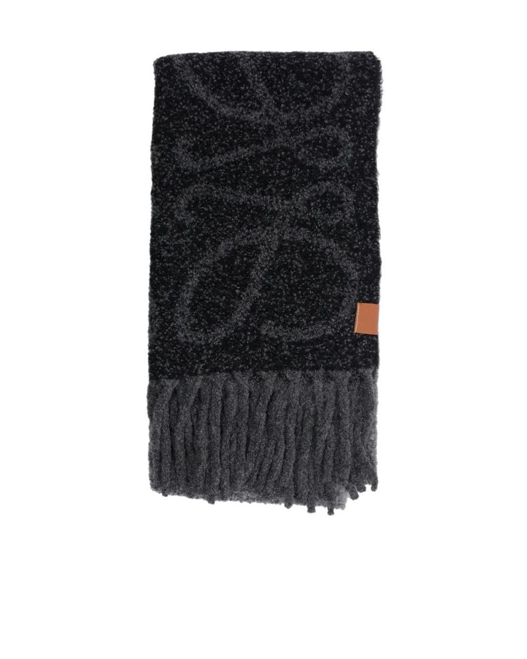 Loewe Black Anagram Fringed Scarf for men