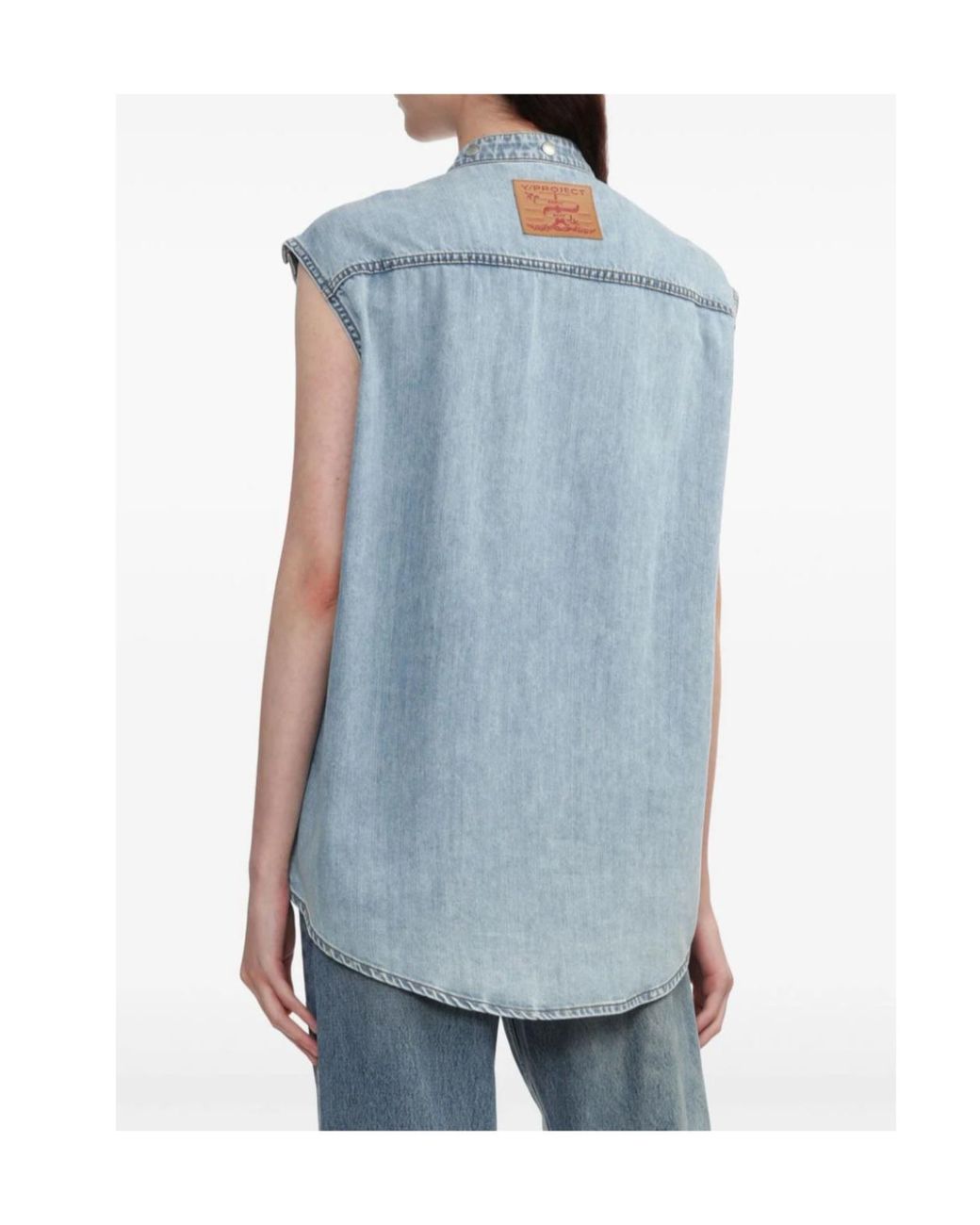 Y. Project Blue Decal Denim Vest