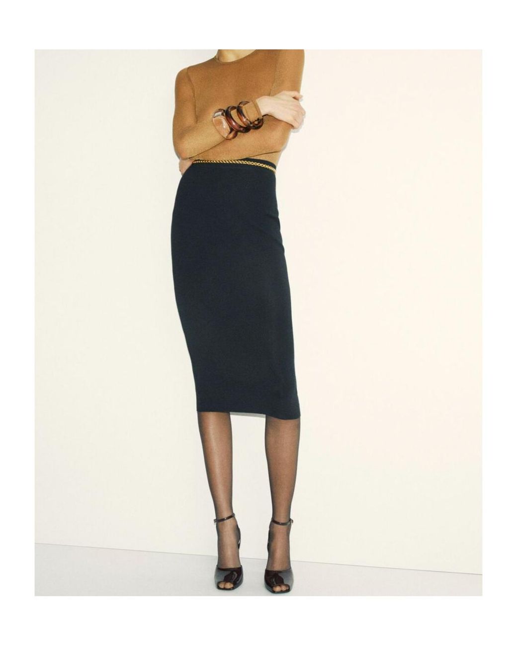 Saint Laurent Black High Waist Pencil Skirt