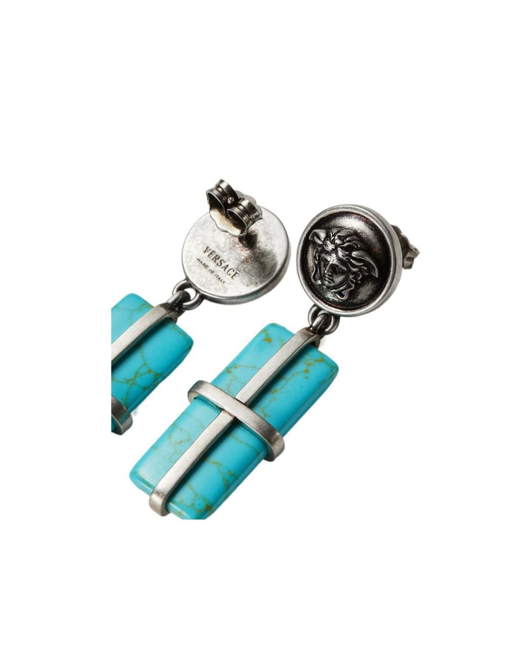Versace Blue Medusa Stone Drop Earrings