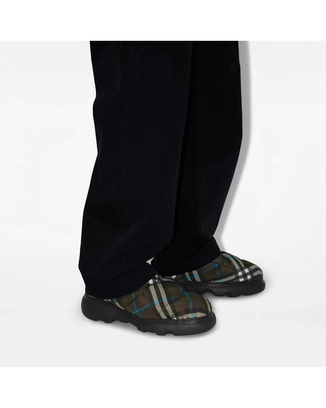 Burberry Black Check Printed Pillow Padded Slippers for men