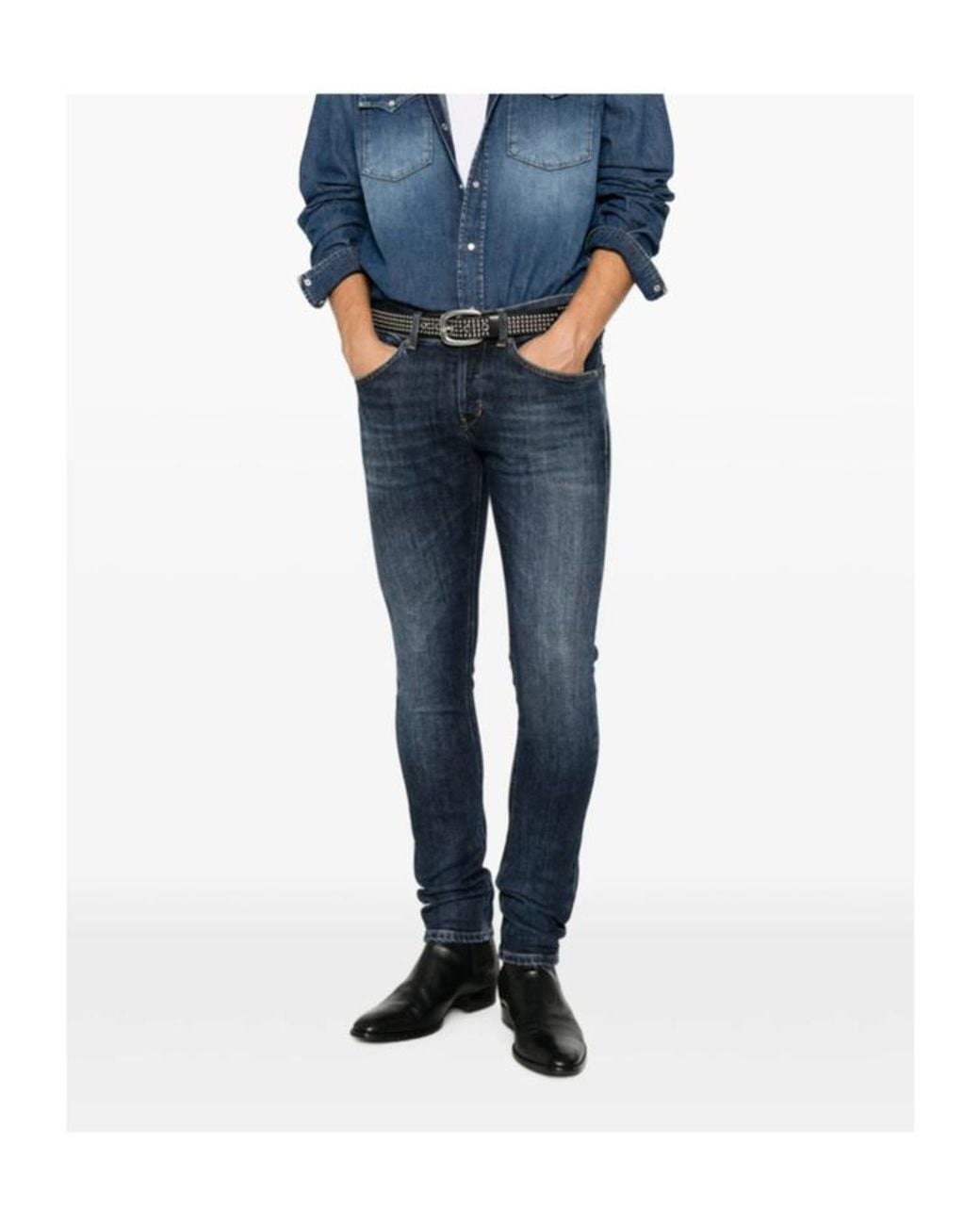 Dondup Blue Belt Loop Jeans for men