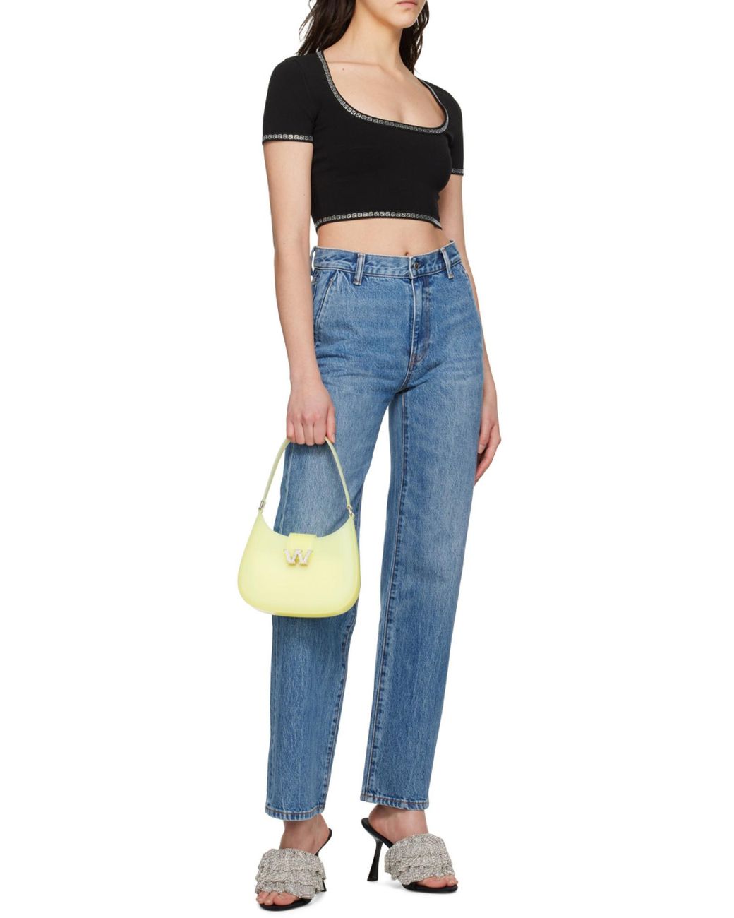Alexander Wang Black Logo-Detailed Crop Top