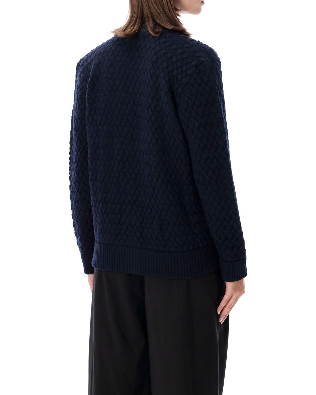 Bottega Veneta Blue Intrecciato Knit Cardigan