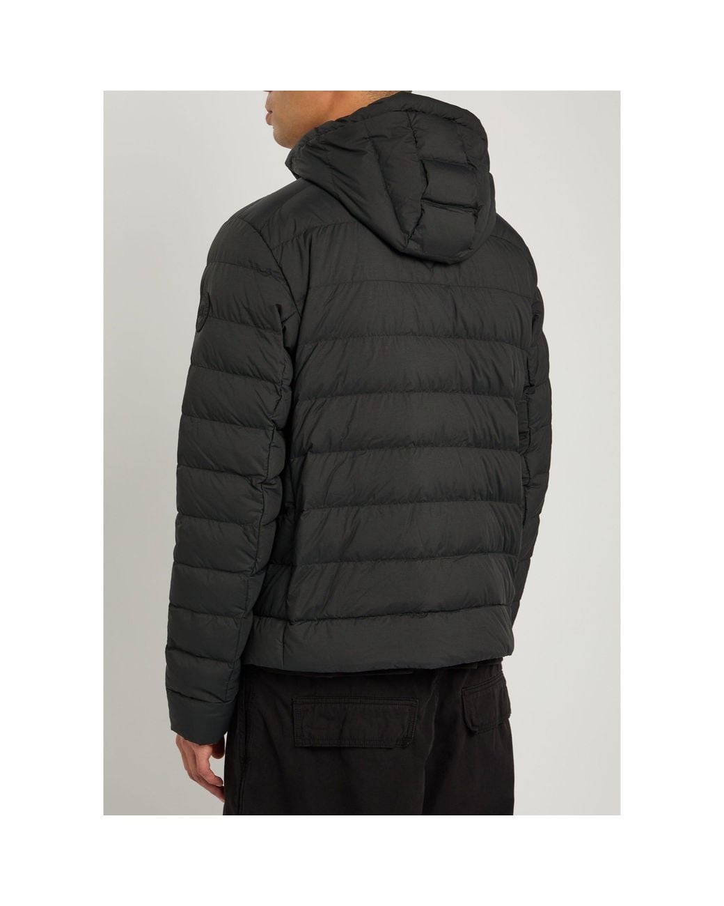 Canada Goose Black Hooded Horizontal Quilting Lightweight Down Jacket for men
