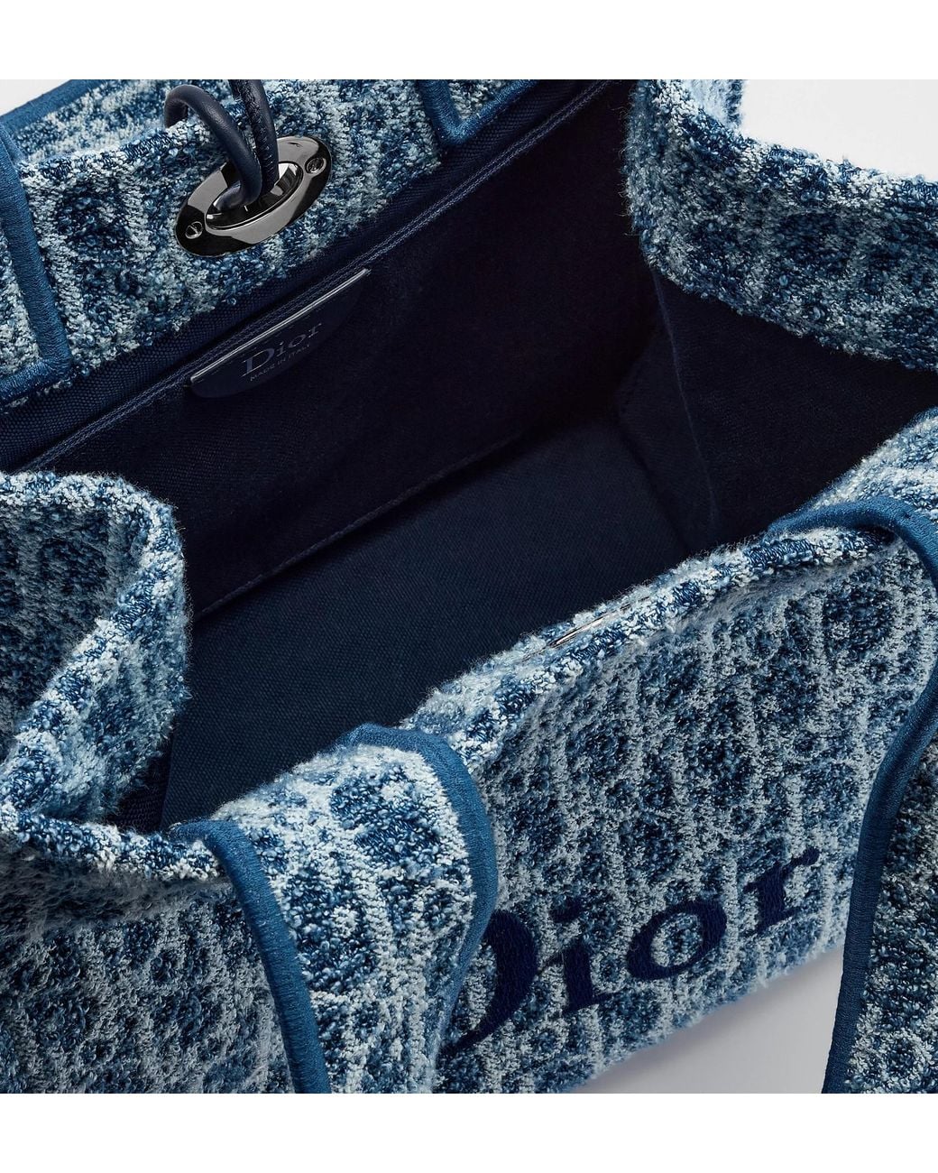 Dior Blue Iviera Small Spongy Book Tote