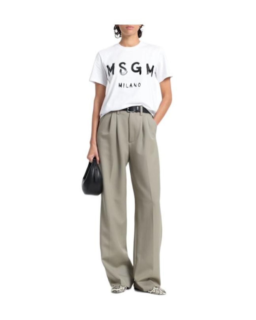 MSGM White Logo Print T-Shirt