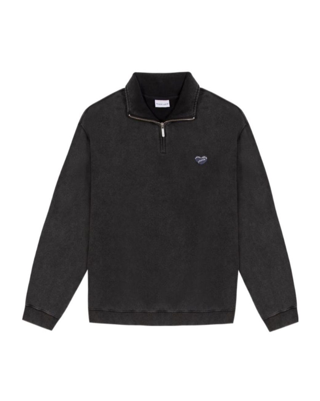 Maison Labiche Black Placide Quarter-Zip Logo-Patch Sweatshirt for men