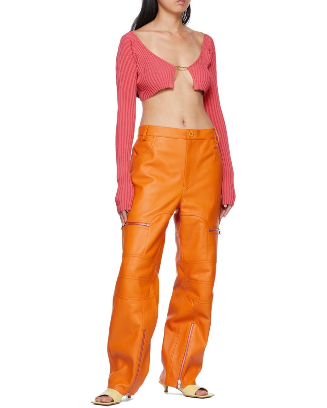 Jacquemus Red Pral Ribbed Cropped Cardigan