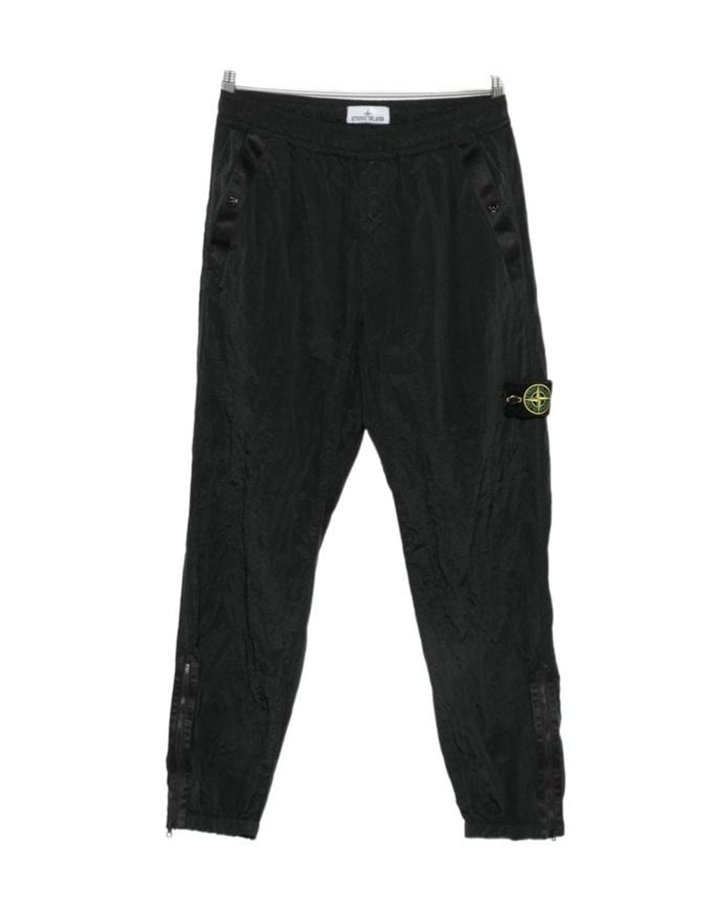 Stone Island Black Logo Patch Track Pants for men