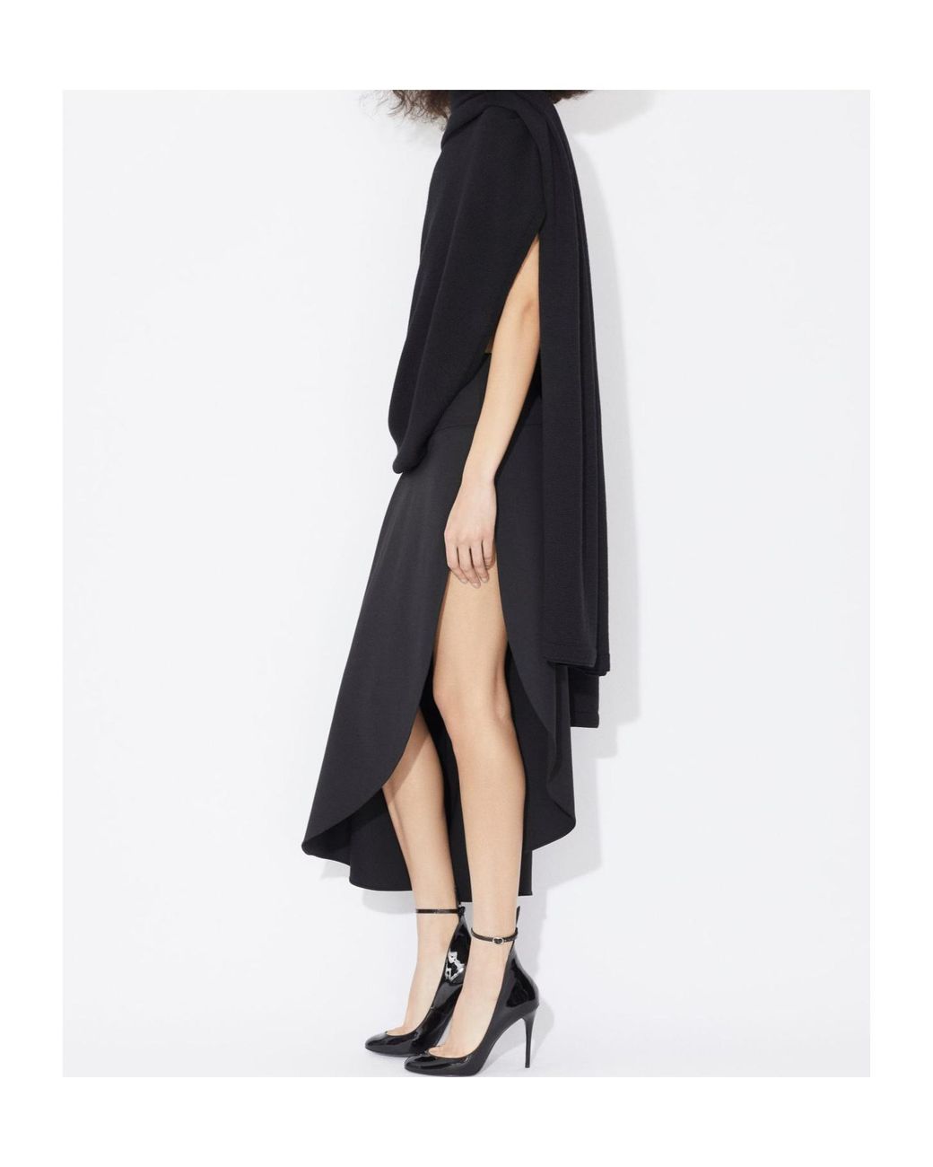 Alaïa Blue Alaïa Knitted Asymmetrical Cape Jumper