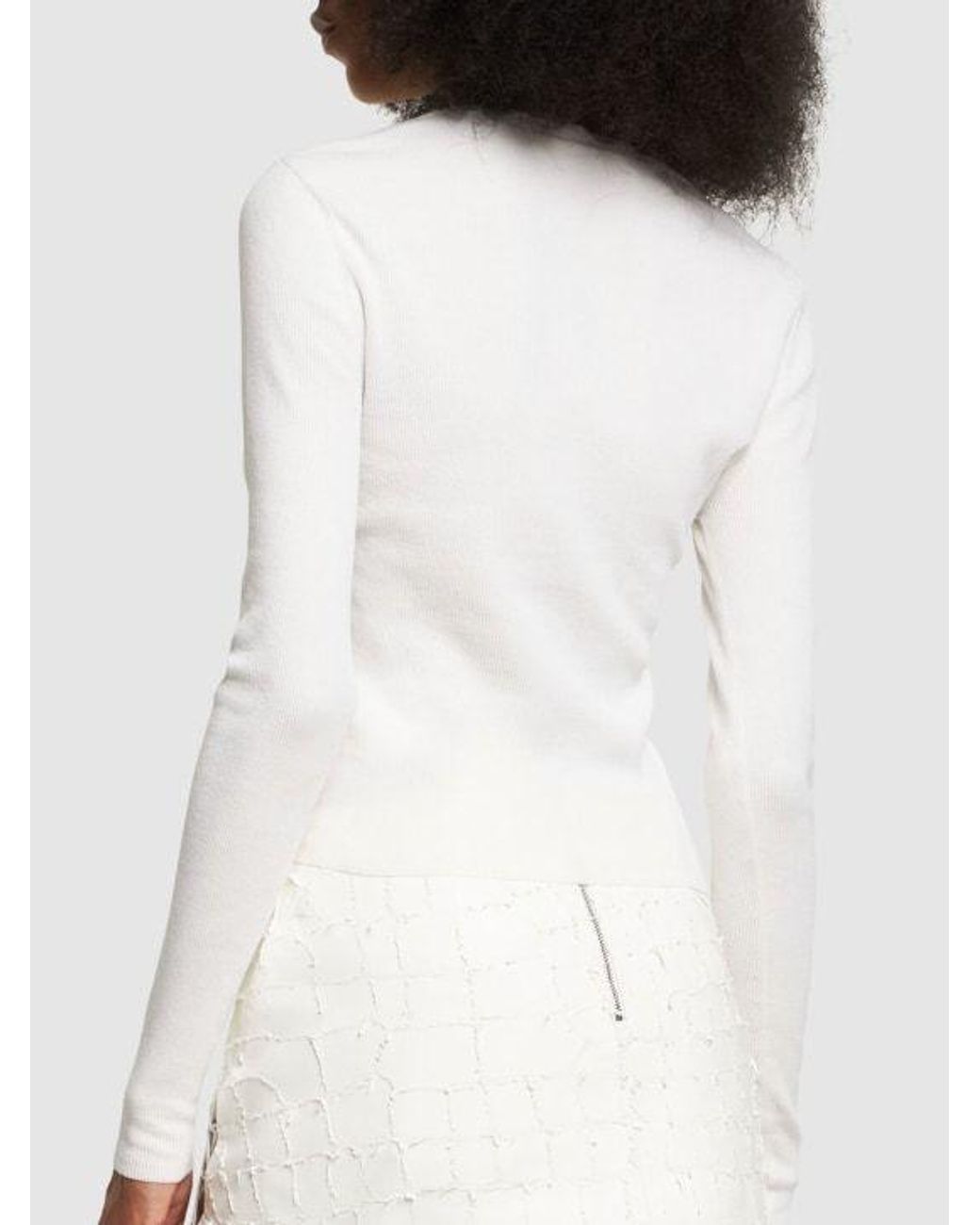 Dion Lee White V-Neck Knitted Sweater With Tie