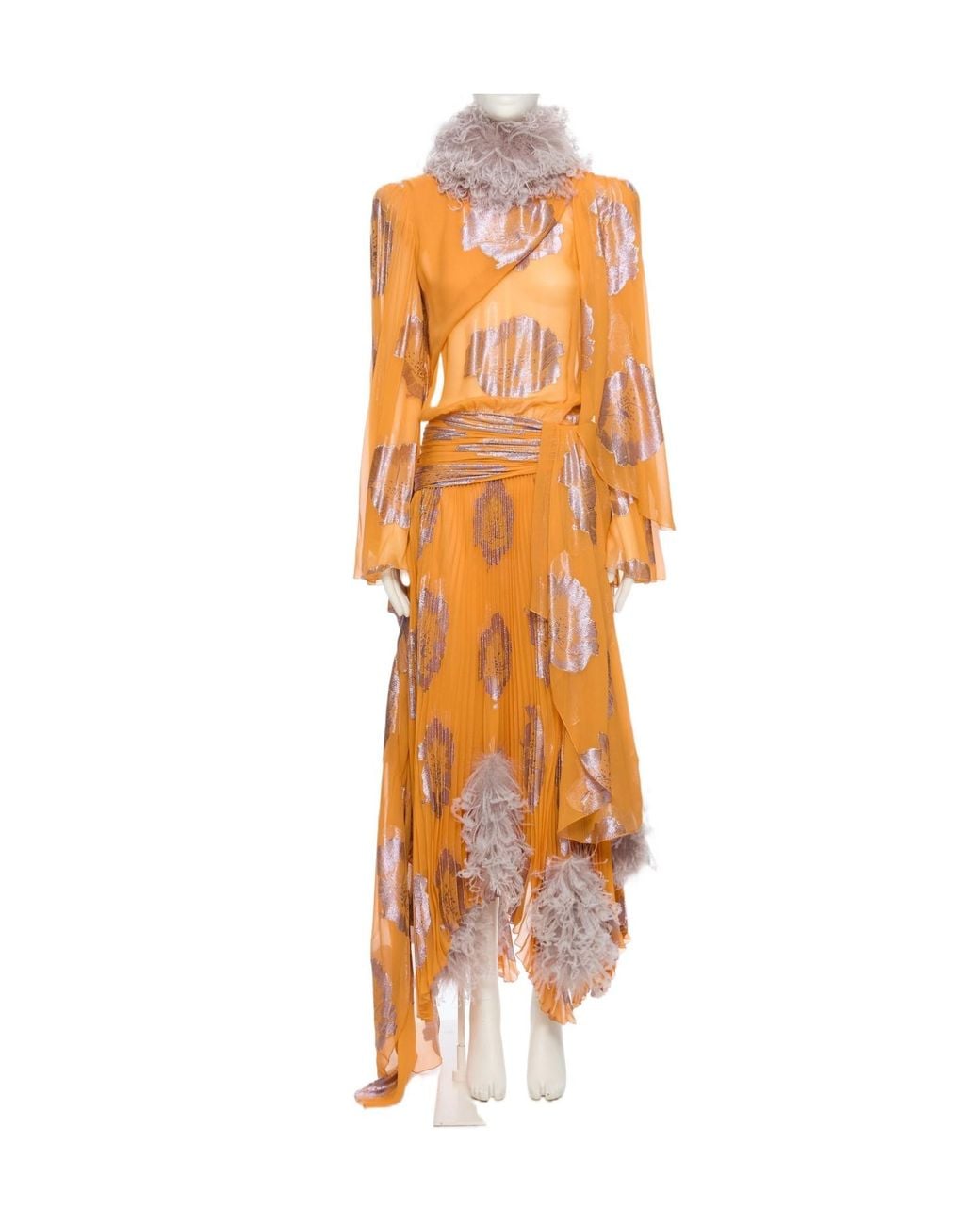 Valentino Orange Long-Sleeved Dress
