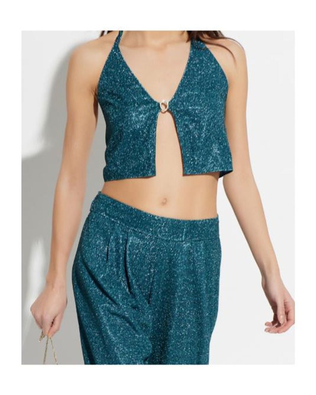 Oseree Blue V-Neck Top