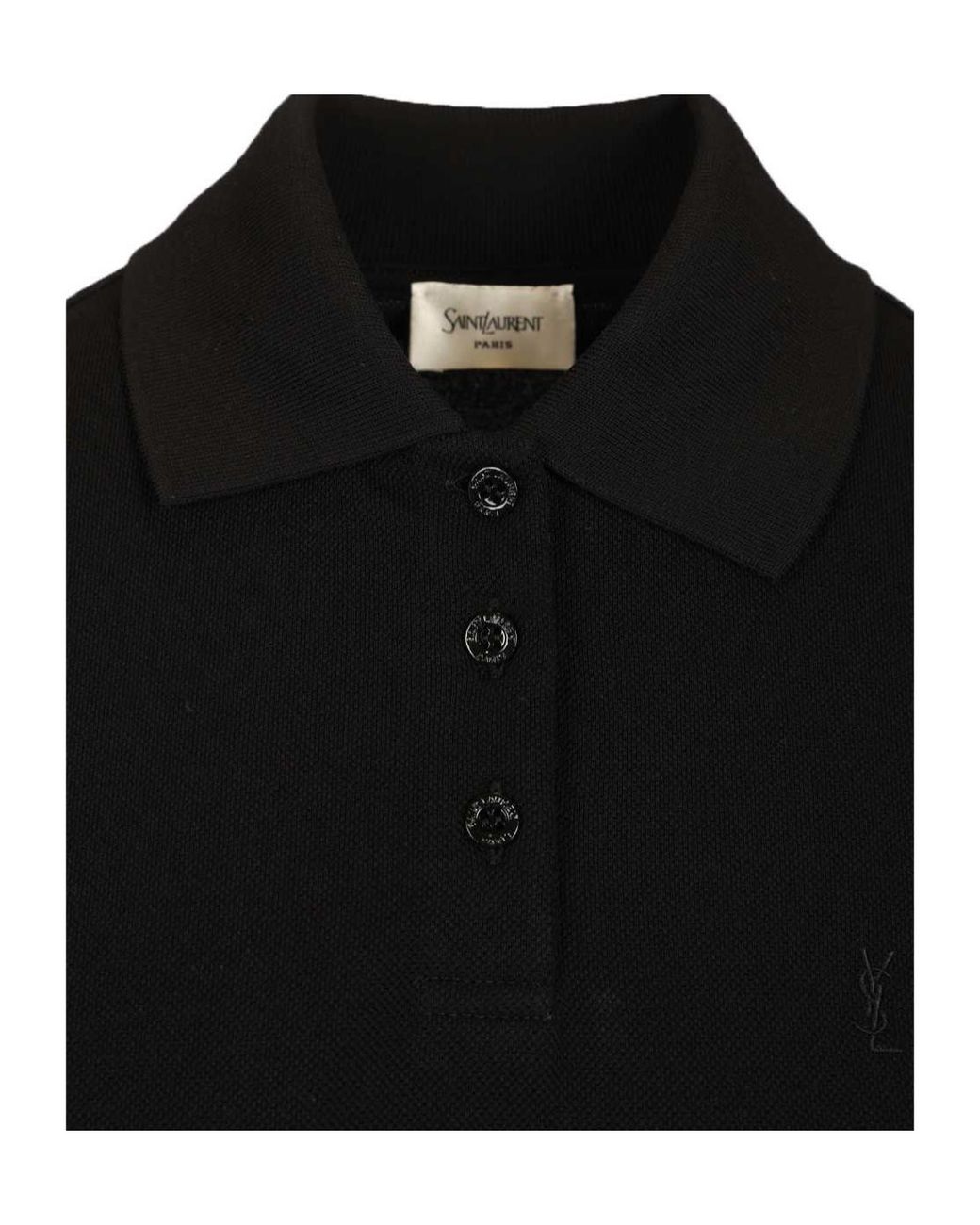 Saint Laurent Black Logo Embroidered Short-Sleeved Dress