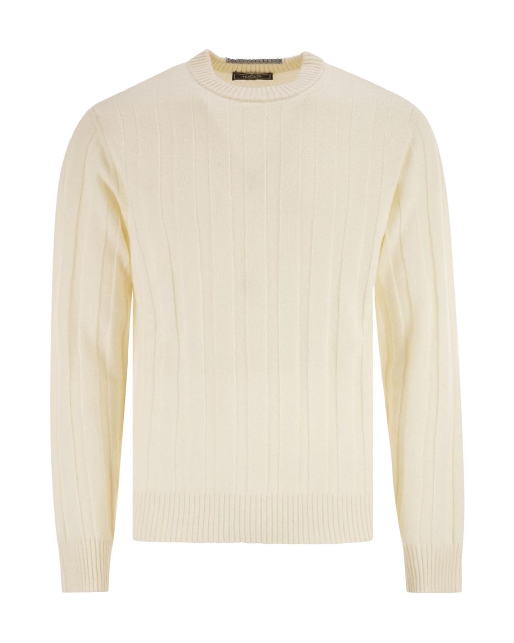 Peserico White Ribbed Knit Jumper for men
