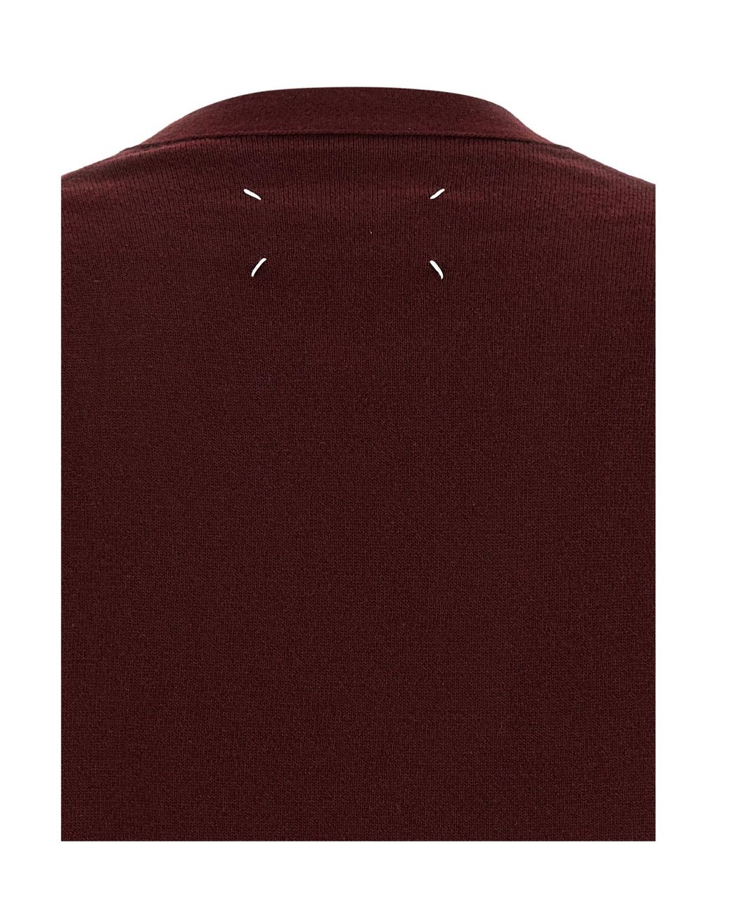 Maison Margiela Red Long-Sleeved V-Neck Cardigan