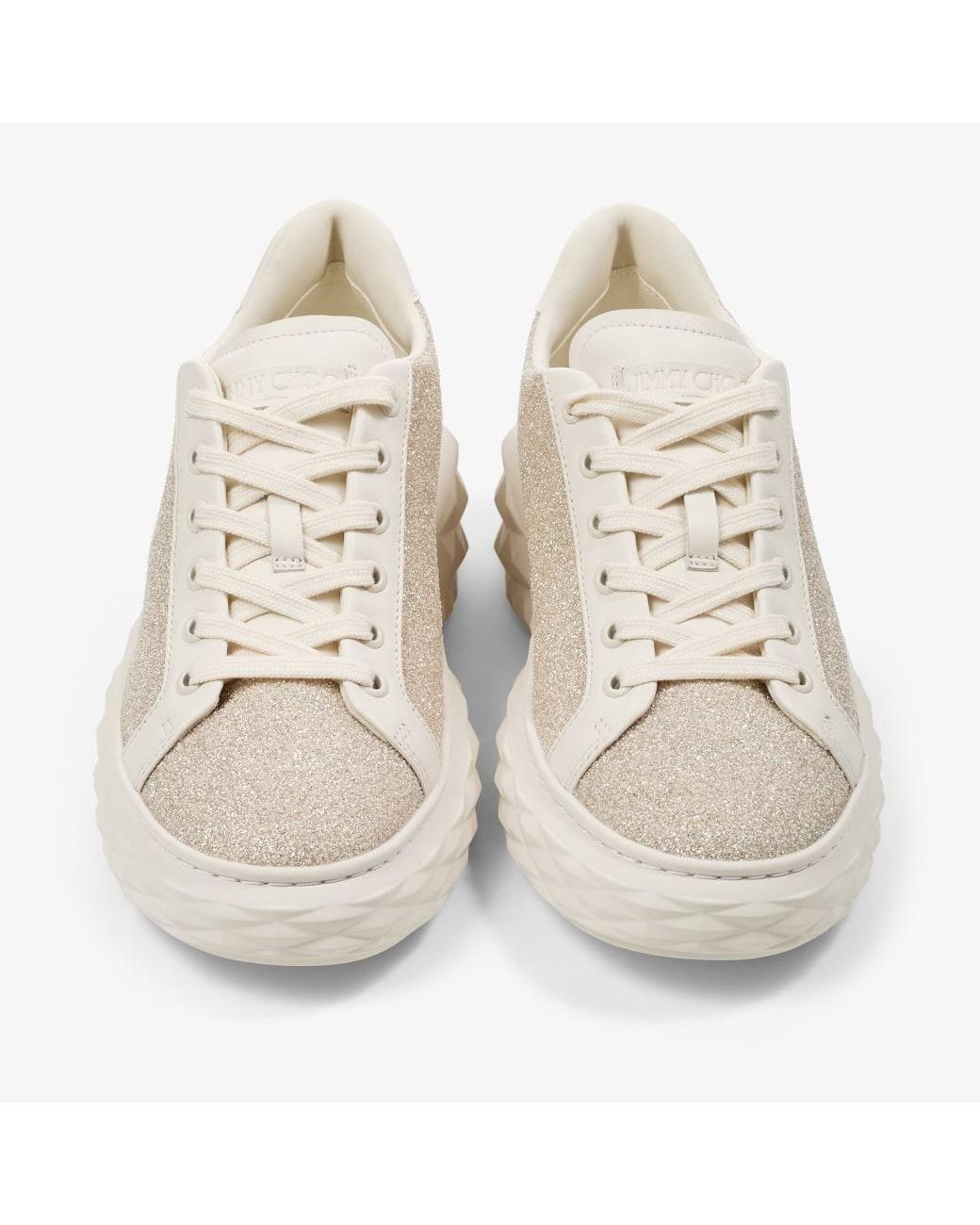 Jimmy Choo Natural Embellished Lace-Up Sneakers