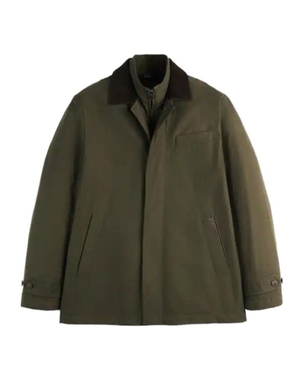 Fay Green Morning Raincoat With Velvet Collar for men