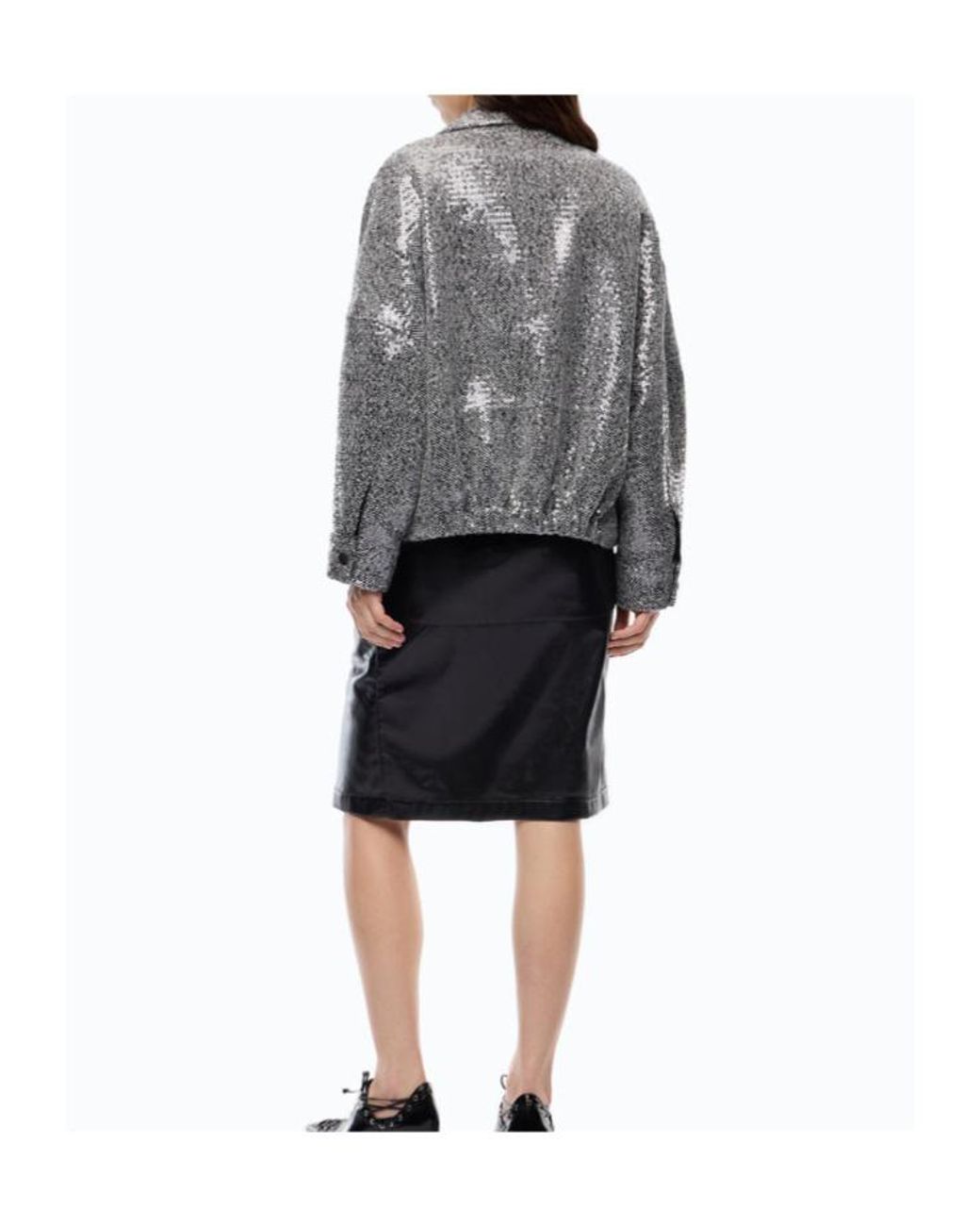 Pinko Gray Sequinned Pea Coat
