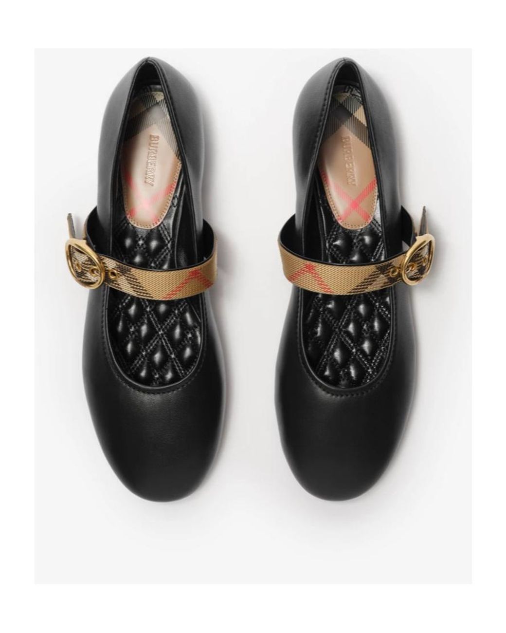 Burberry Black Checked Strap Robin Ballerinas