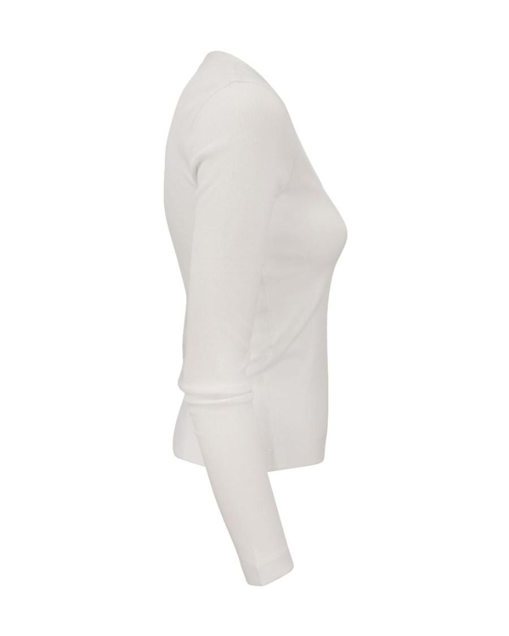 Brunello Cucinelli White V-Neck Long Sleeved Top