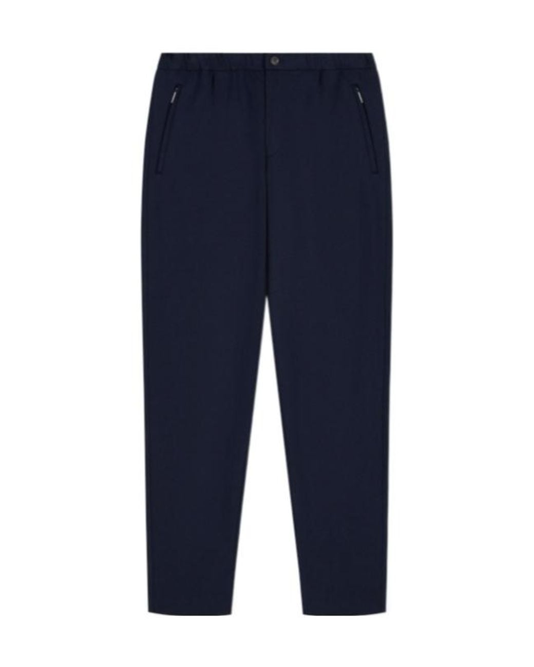 Emporio Armani Blue Drawstring-Waist Pleated Trousers for men