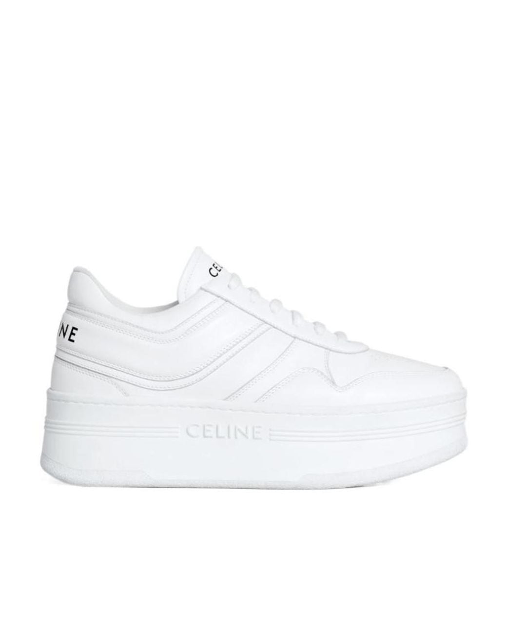 Céline White Block Sneakers With Wedge Outsole