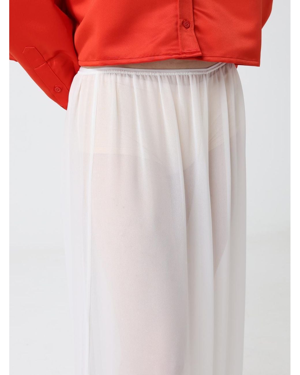 Frankie Shop White Mio Sheer Gathered-Hem Trousers
