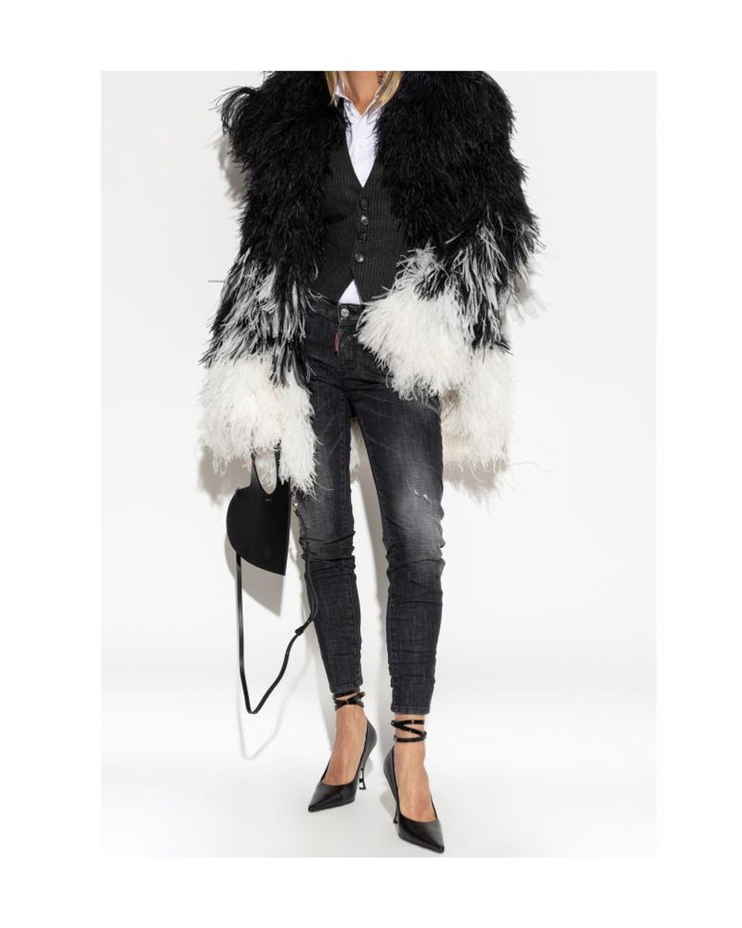 DSquared² Black Mid-Waisted Distressed Skinny Jeans