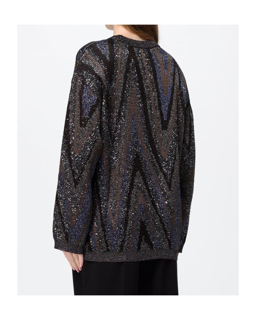 Missoni Gray Oversized Patterned Knitted Sweater