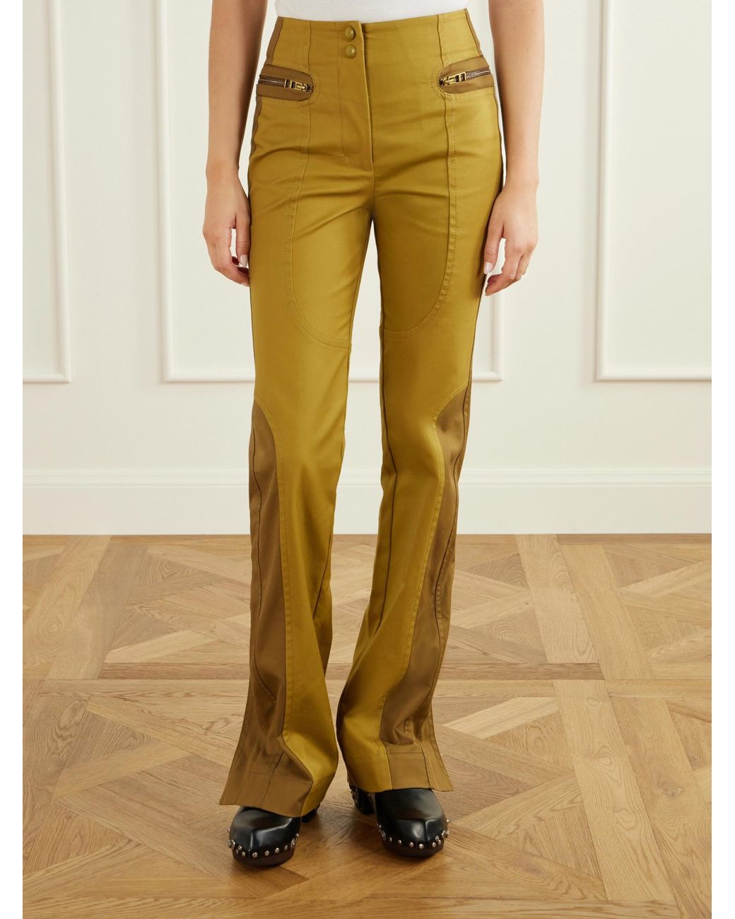 Zimmermann Yellow Mid-Rise Straight-Leg Pants