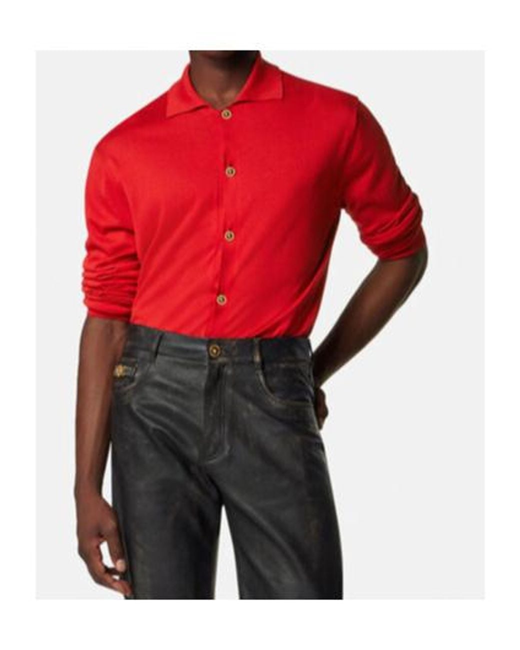 Versace Collared Button-Up Cardigan for men