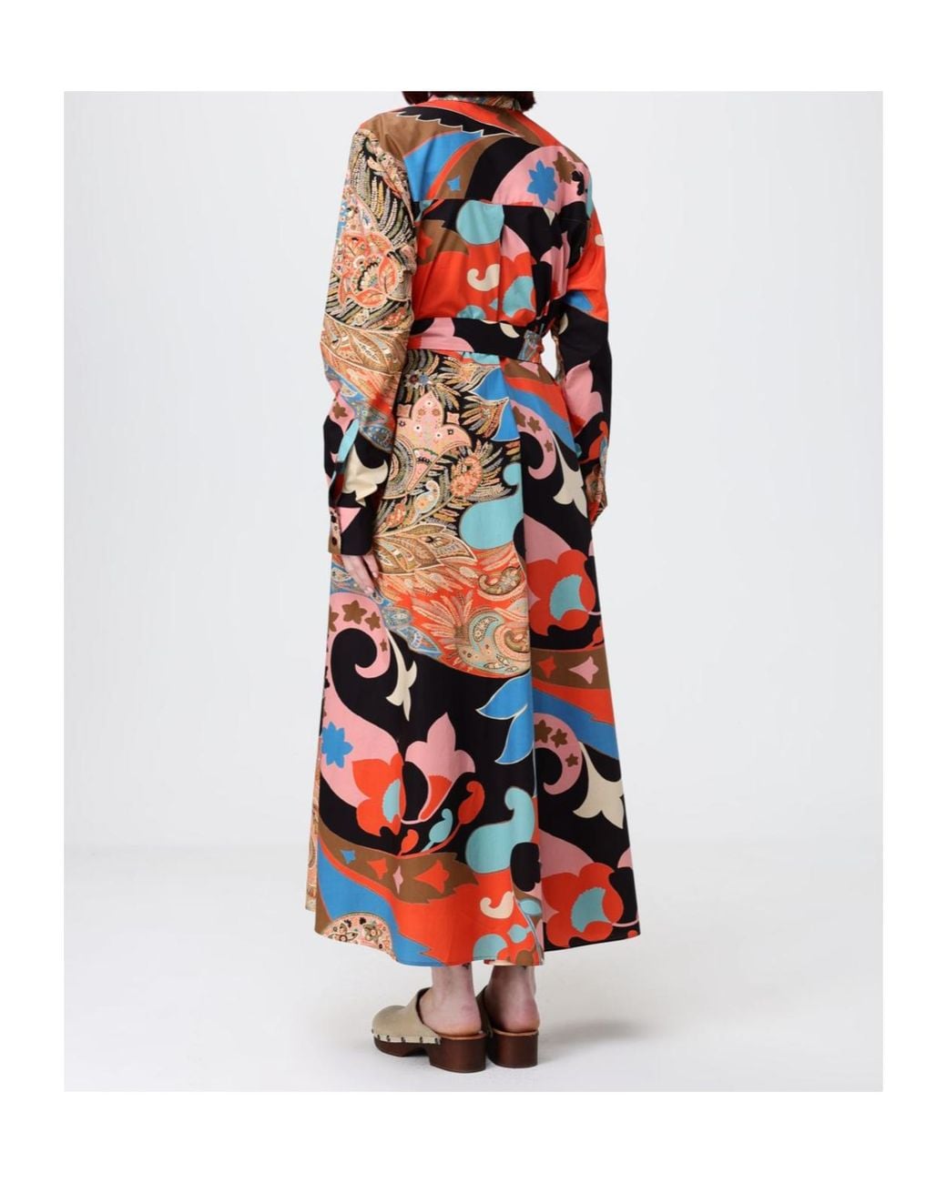 Etro Red Paisley-Print Belted Shirt Dress