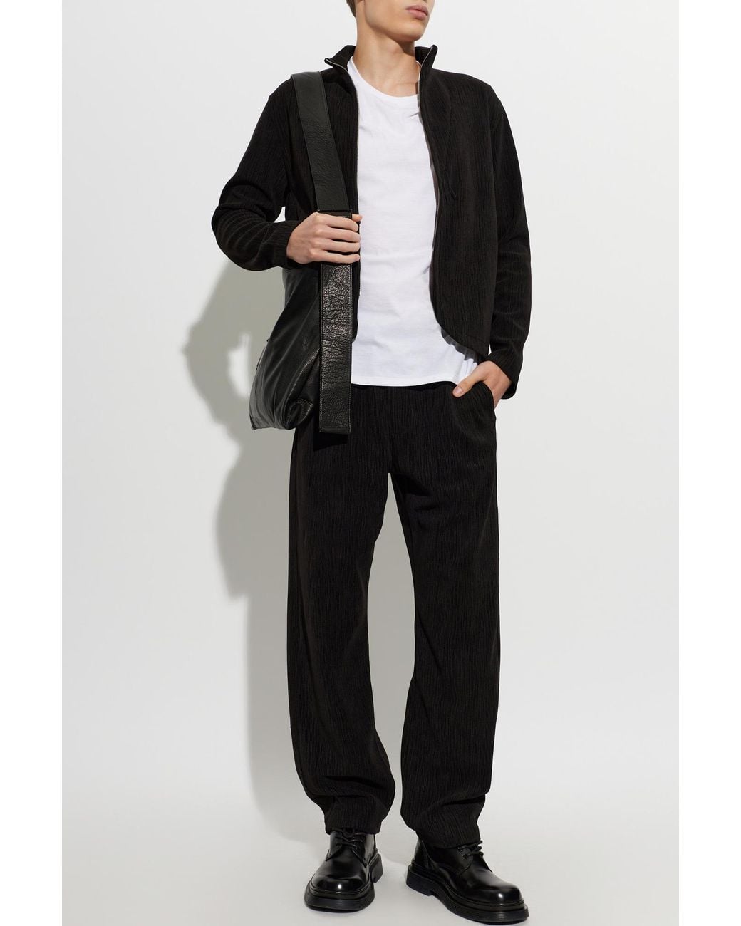 Post Archive Faction PAF Black Elastic-Waist Trousers for men