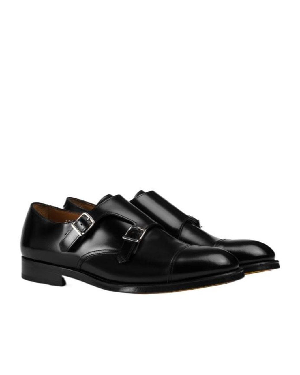 Doucal's Black Almond Toe Monk Shoes for men