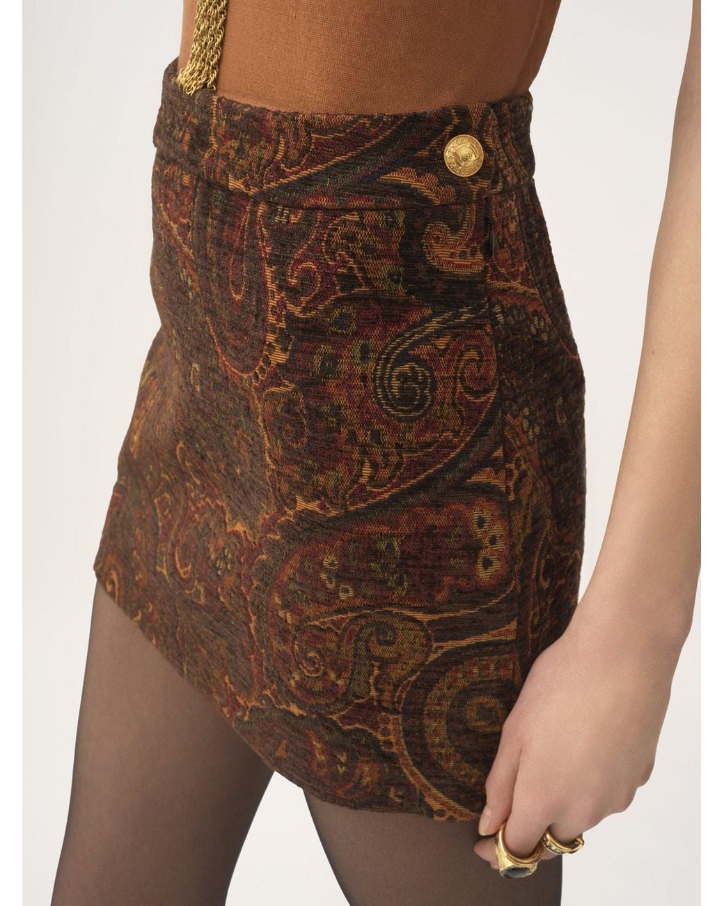 Chloé Brown Chloé Paisley Jacquard Mini Skirt